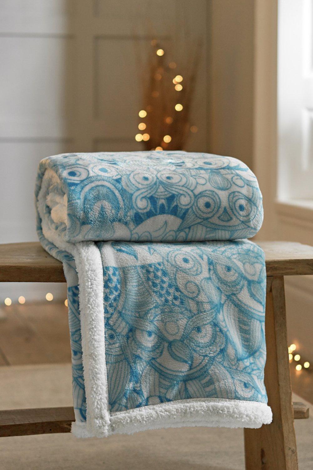 Owls Printed Flannel Throw
