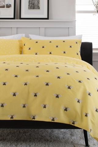 Product Honey Bee Yellow 200 Thread Count Cotton Rich Reversible Duvet Cover Set Yellow