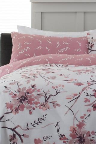 Product Cherry Blossom 200 Thread Count Cotton Rich Reversible Duvet Cover Set Pink