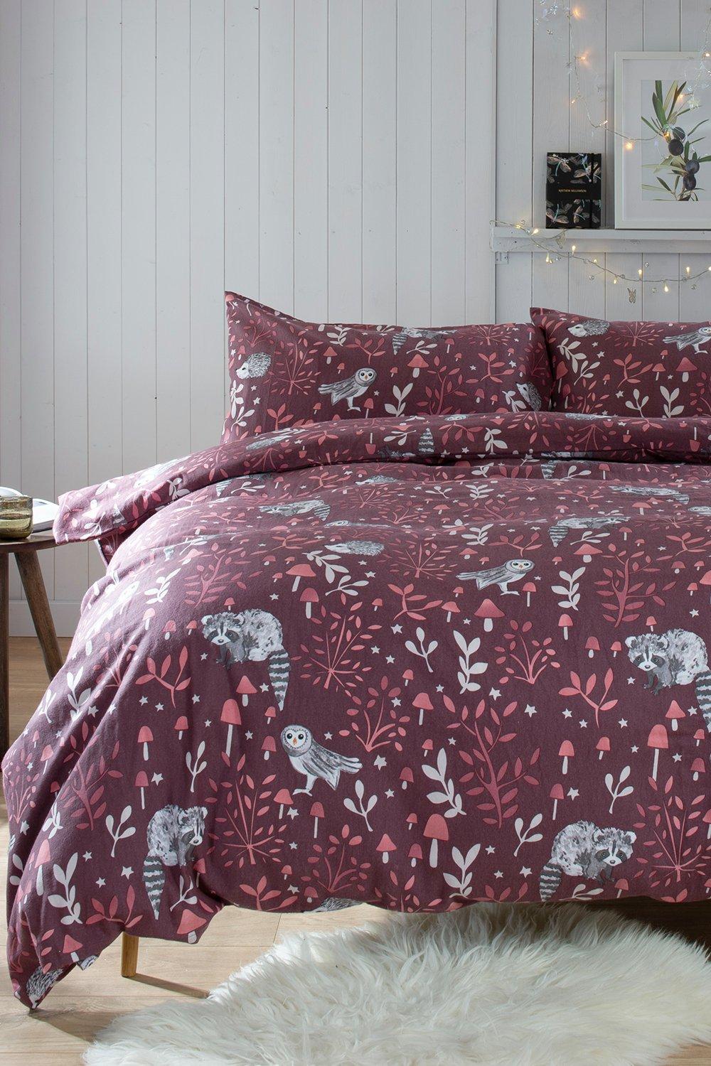 Woodland Toadstool 200 Thread Count Brushed Cotton Rich Reversible Duvet Cover Set