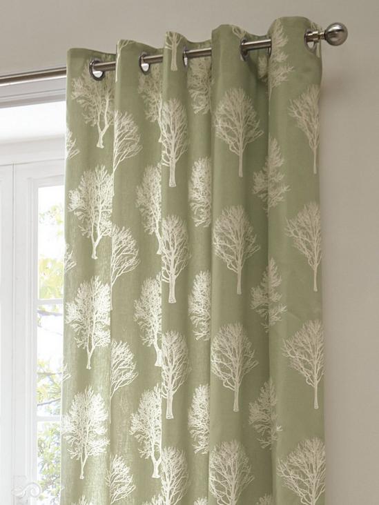 Fusion 'Woodland Trees' Motif 100% Cotton Ready to Hang Eyelet Curtains 2