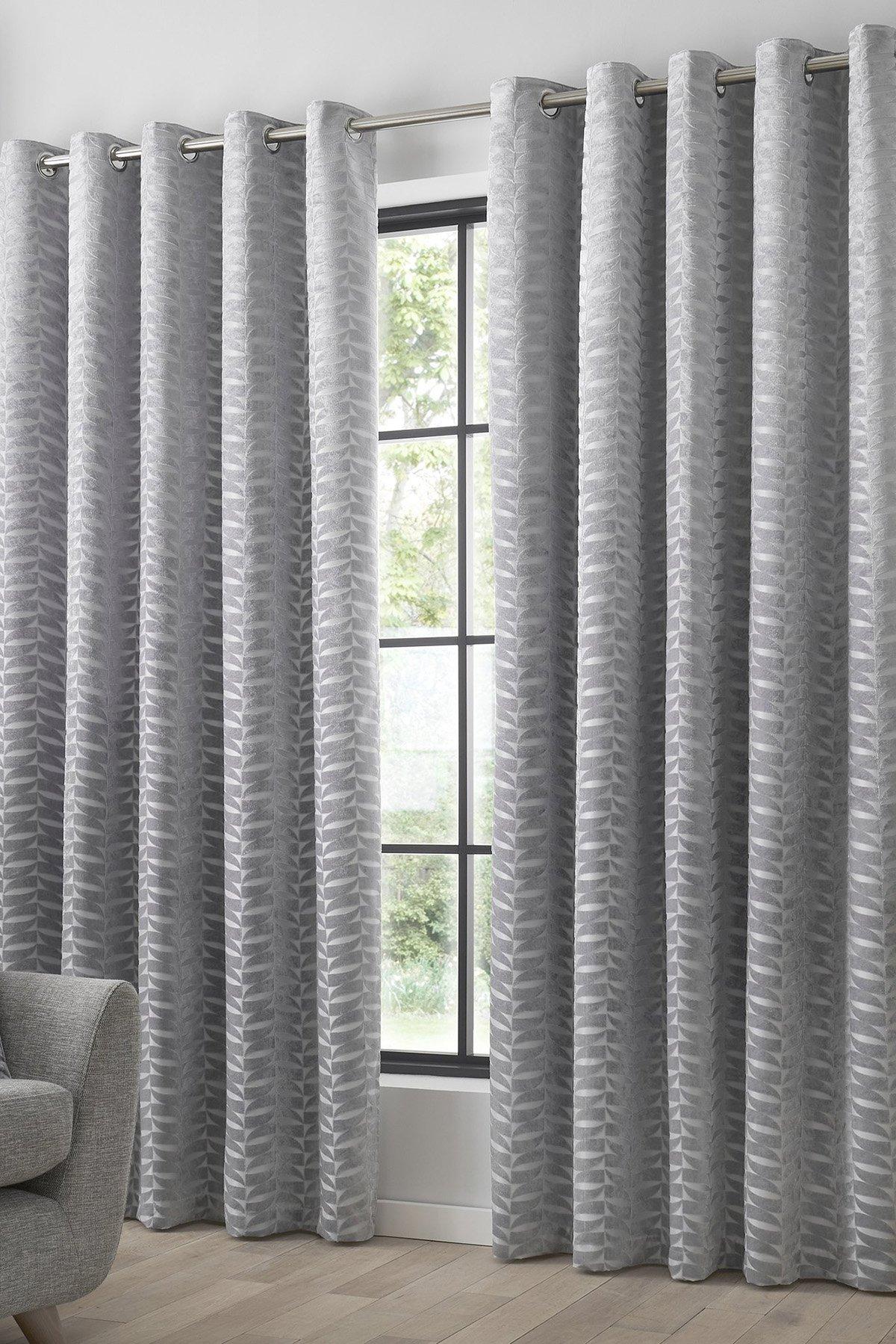 'Kendal' Textured Weave Pair of Eyelet Curtains