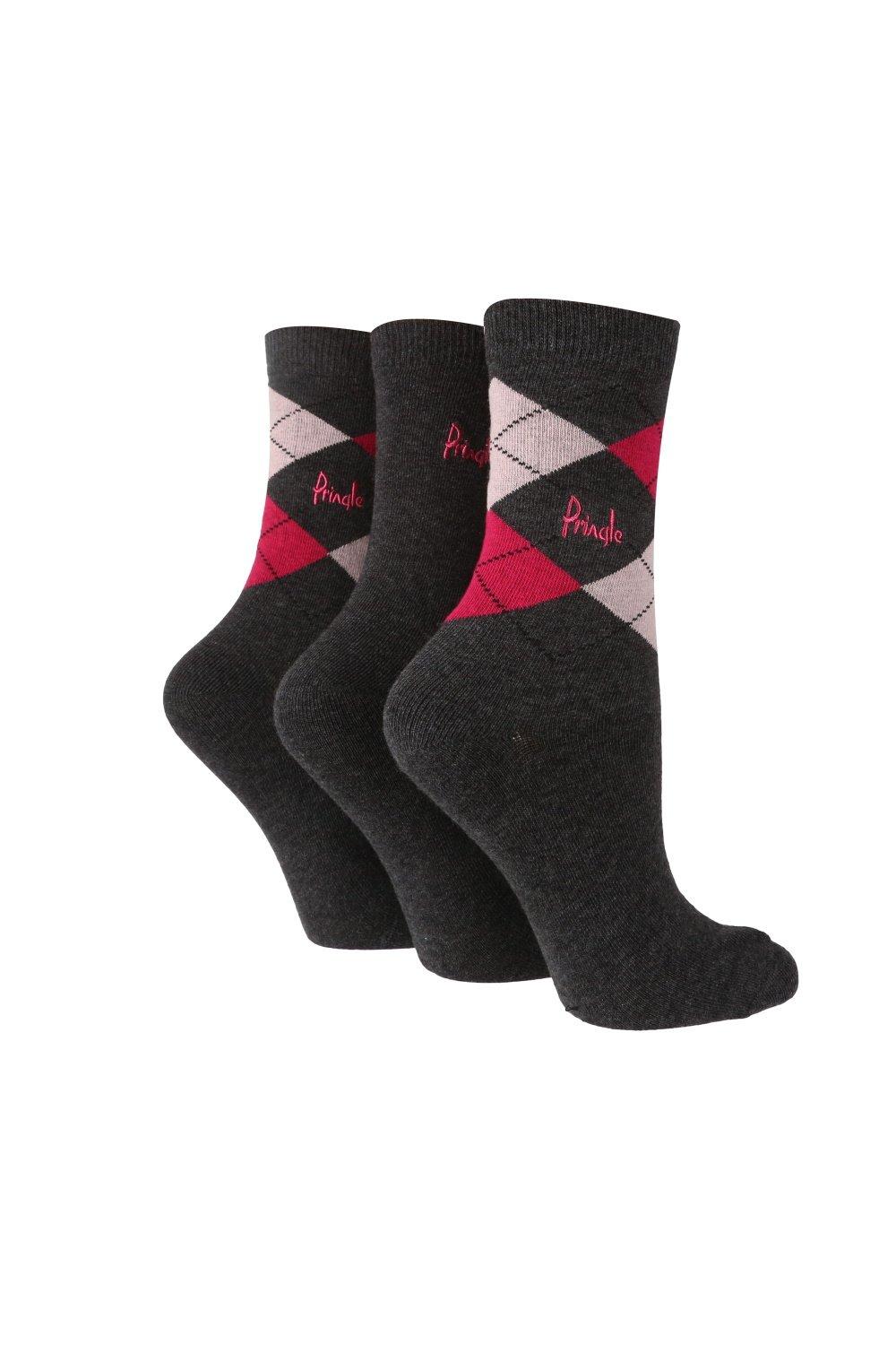 3 Pair Pack Cotton Rich Argyle Crew Socks