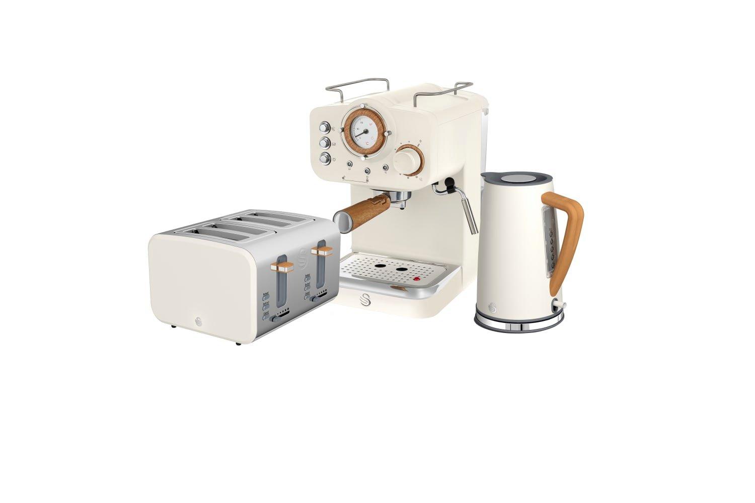 Photos - Toaster SWAN 1.7L Kettle, 4 Slice  & Espresso Coffee Machine Retro Triple Pack 