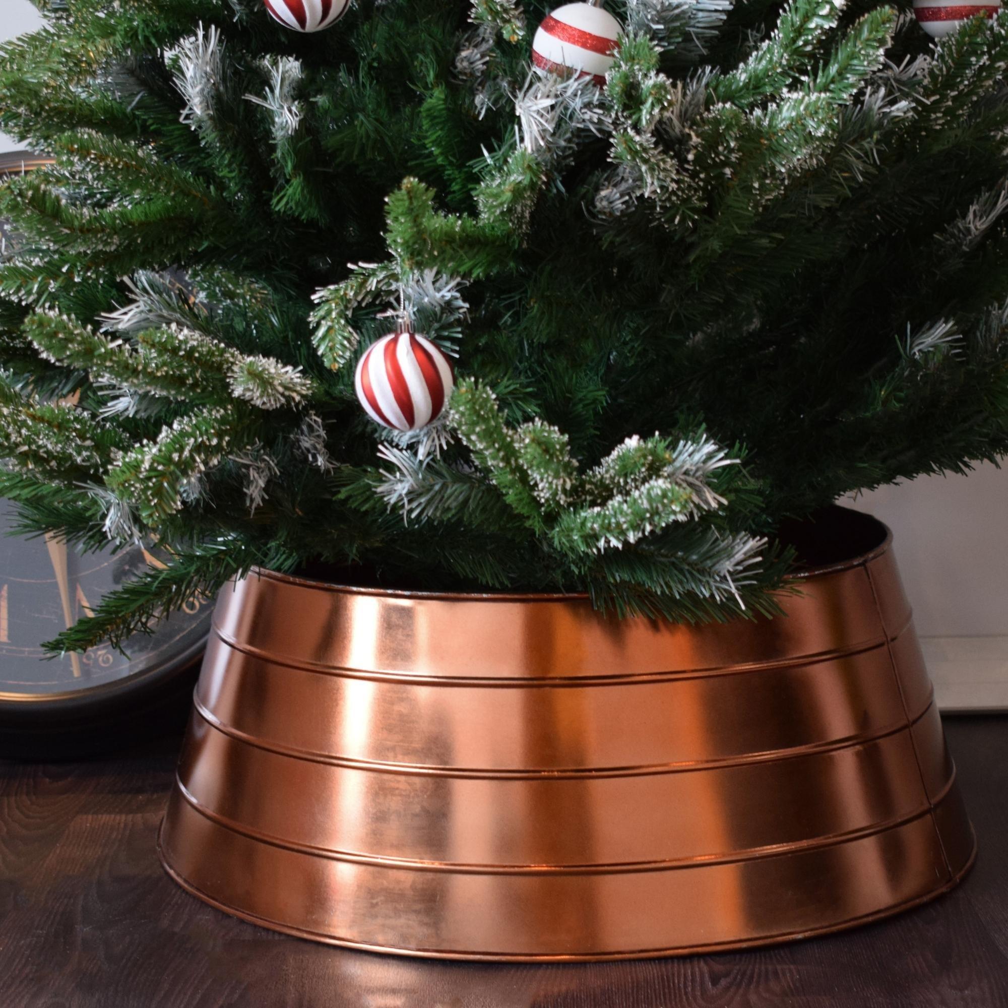 Metal Christmas Tree Skirt Copper H26cm W67cm