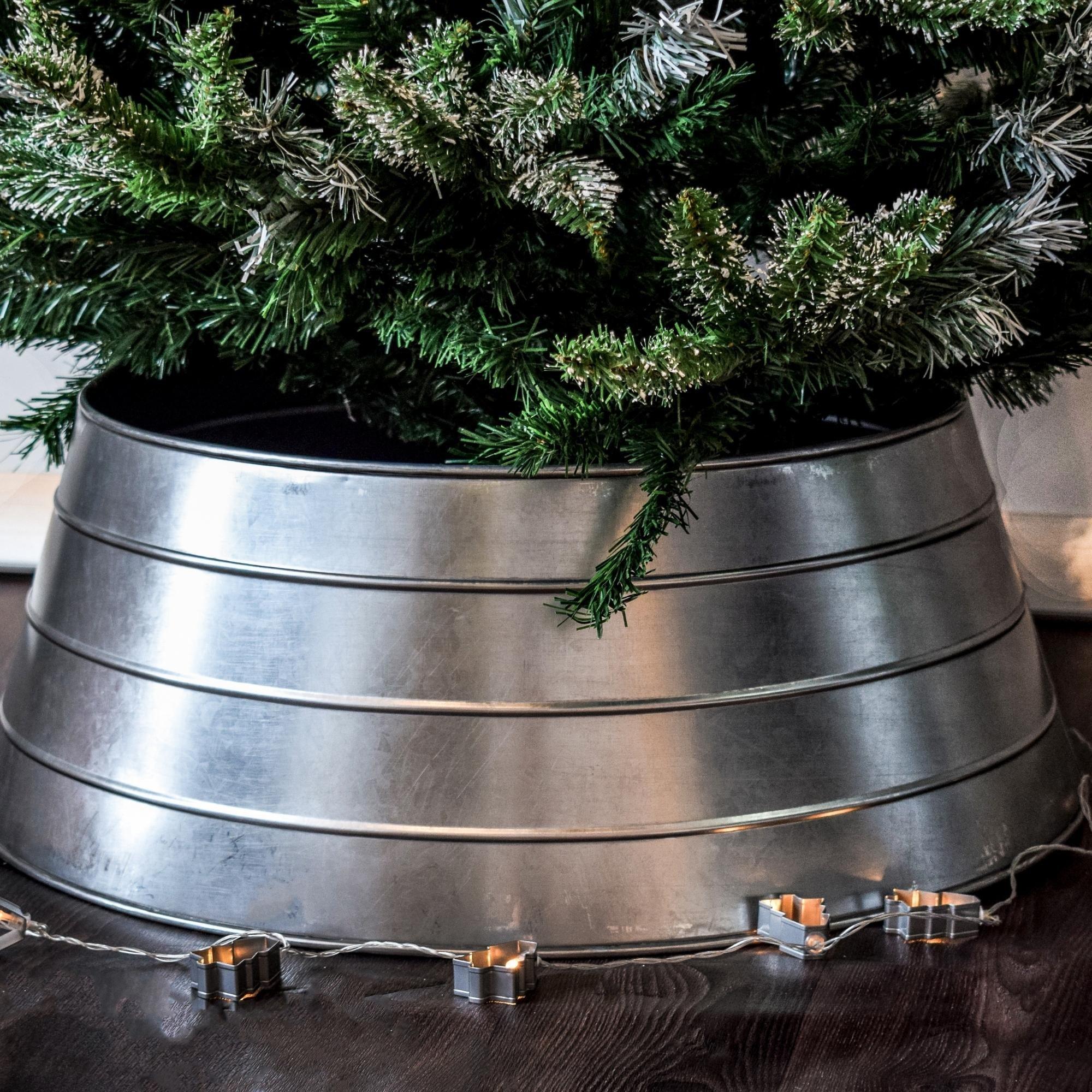Metal Christmas Tree Skirt Galvanised H26cm W67cm