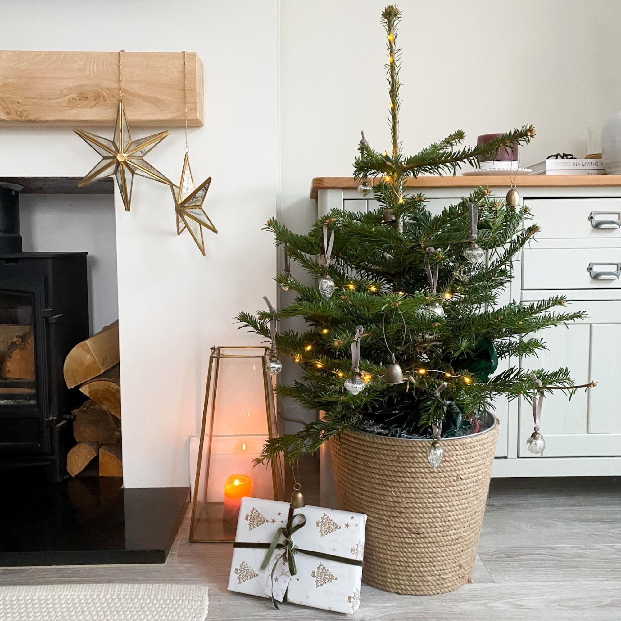 Christmas Decorations | Jute/Galvanized Steel Christmas Tree Bucket ...