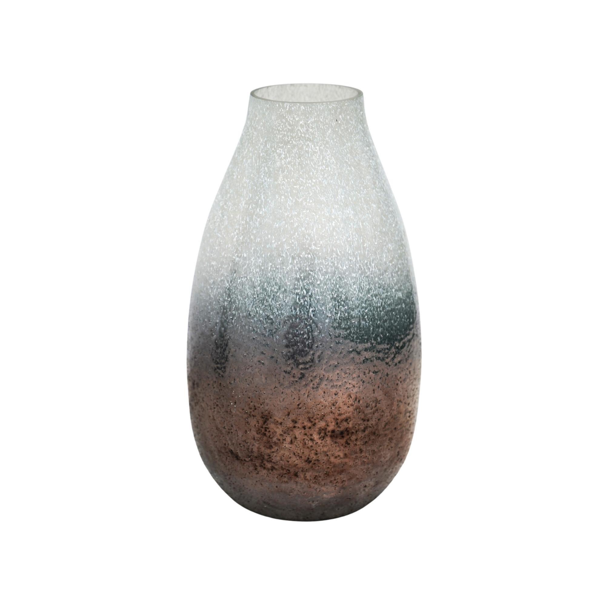 Verre Snowdrop Atlantic Blue Frosted Vase H32Cm W18Cm