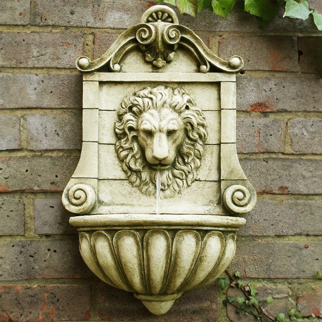 King Lion Head Water Feature Wall Fountain Stone Effect Outdoor 50cm
