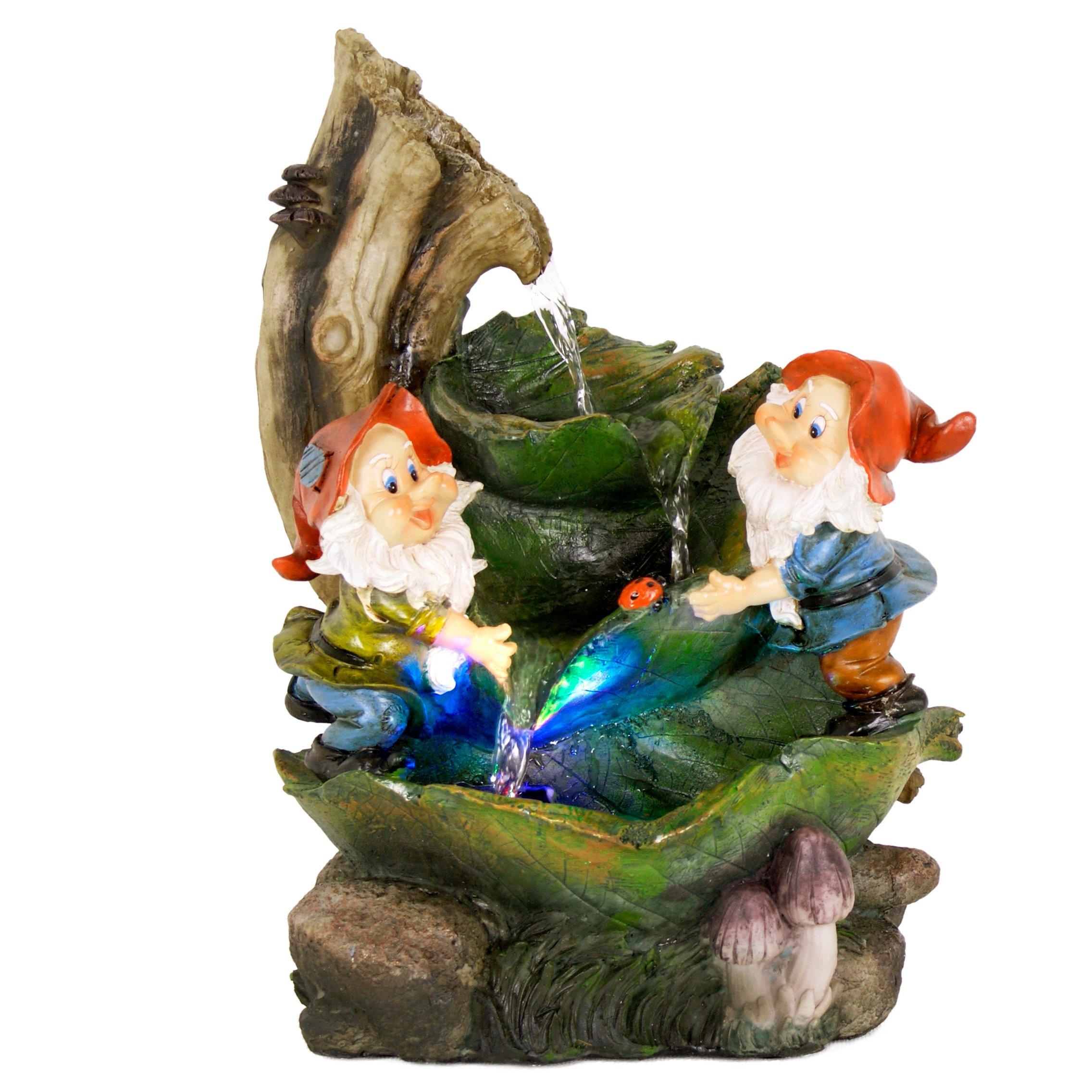 Gnomes Water Feature Fountain Gnome Fountain with LED Lights Garden