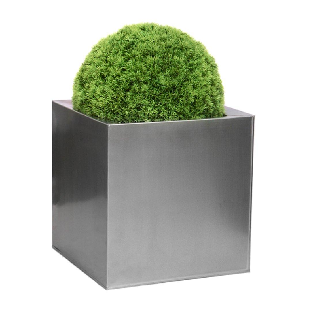 Zinc Galvanised Outdoor Black Cube Ornamental Planter Extra 50cm