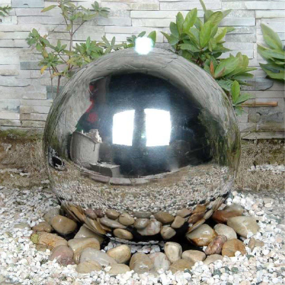 Water Feature Polished Stainless Steel Sphere Fountain Lights 75cm