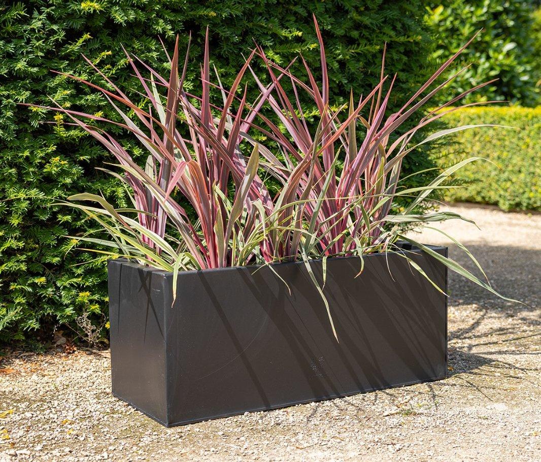 Gunmetal Black Galvanised Zinc Rectangular Garden Planter Pot 75cm