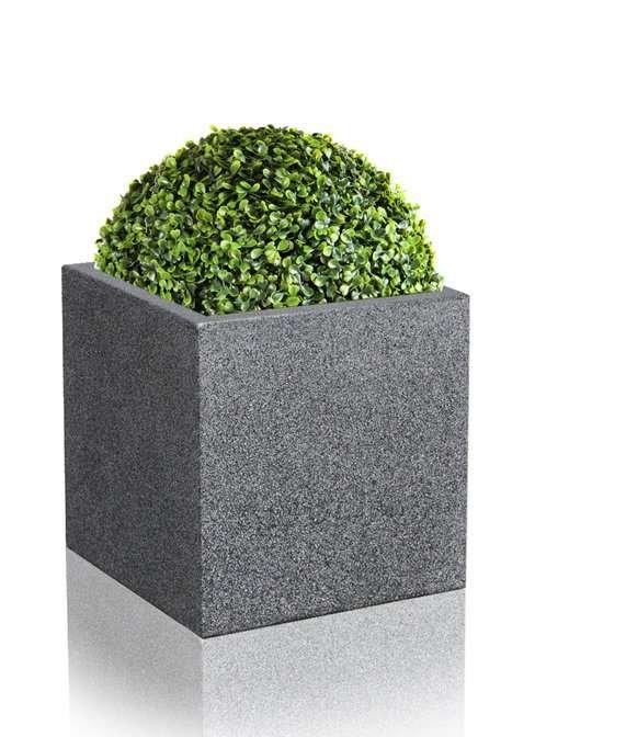 Black Square Cube Planter Poly-Terrazzo Outdoor Patio Garden 30cm