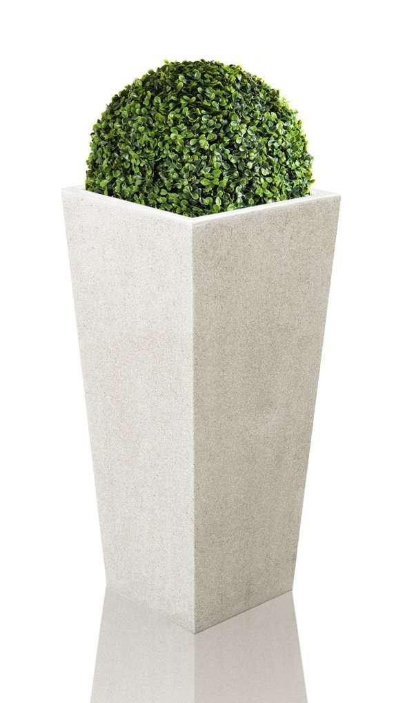White Polyterrazzo Tall Flared Square Indoor Outdoor Planter 91cm