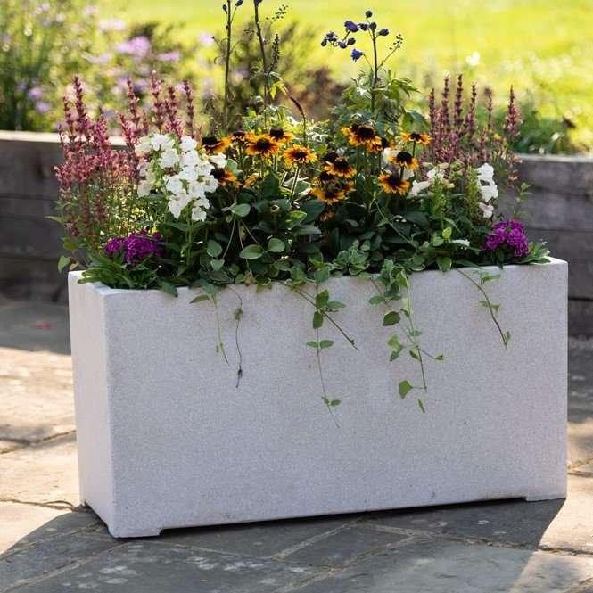 Poly Terrazzo Stone White Trough Outdoor Planter 190 Litre 100cm