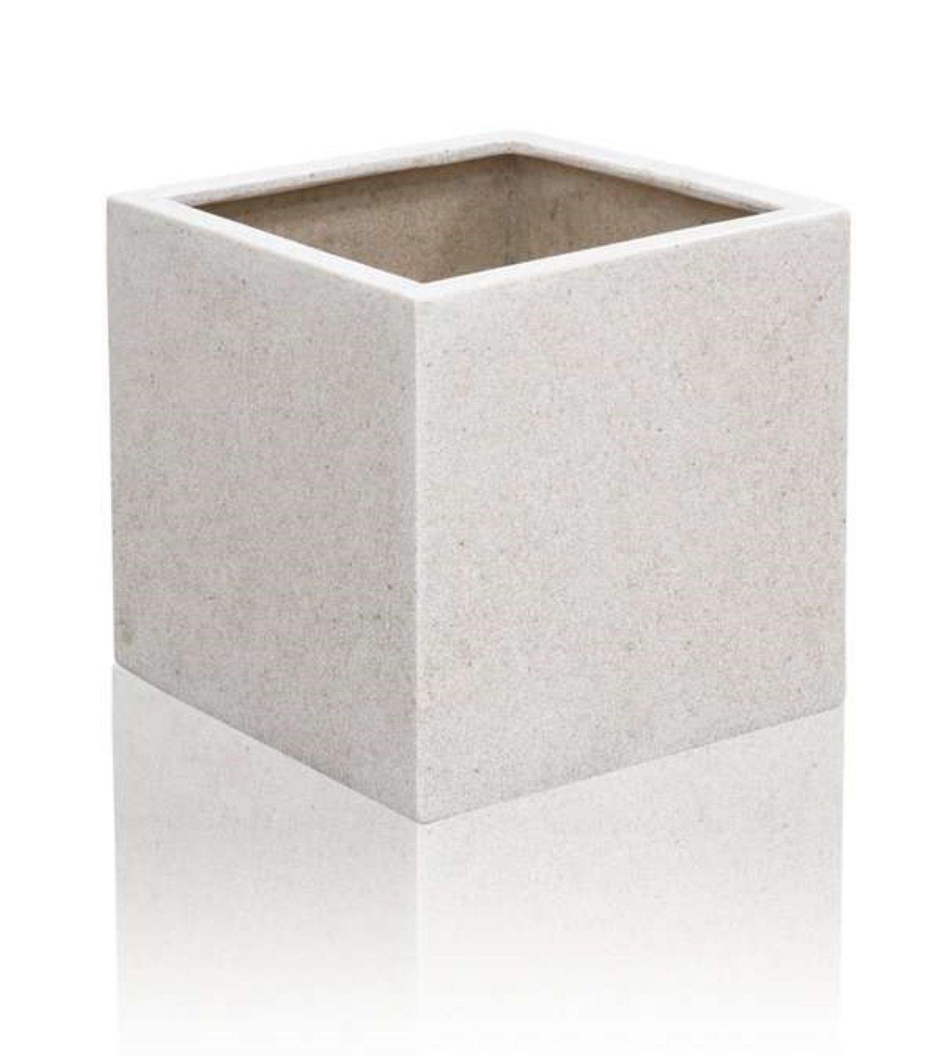 Poly-Terrazzo White Square Cube Planter Stone Effect With Bung 40cm