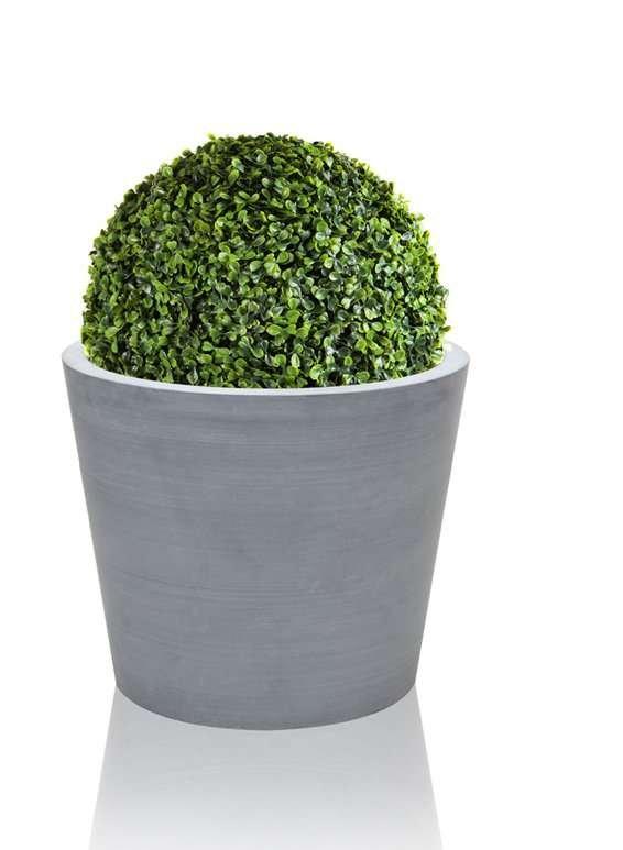 Polystone Grey Round Tapered Planter Outdoor Flower Pot 52 Litres 40cm