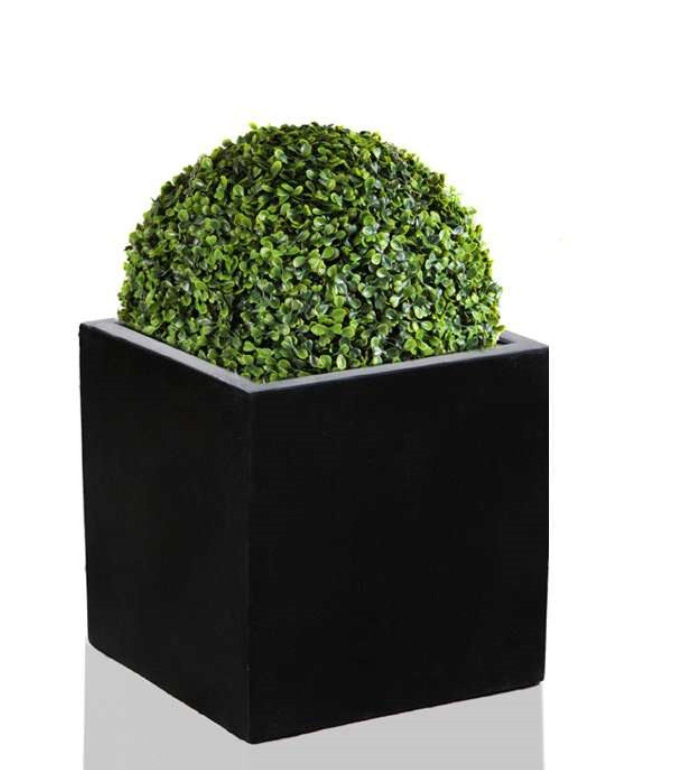Black Polystone Square Cube Planter with Drainage Hole and Bung 40cm