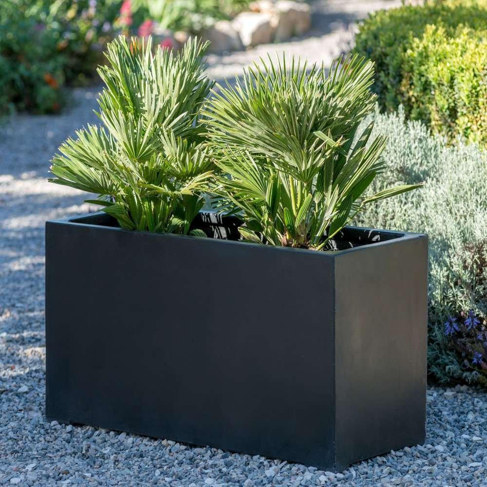 Polystone Black Trough Planter Outdoor Weatherproof 190 Litre 100cm