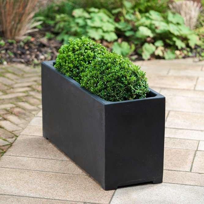 Polystone Black Trough Planter Outdoor Weatherproof 90 Litre 80cm