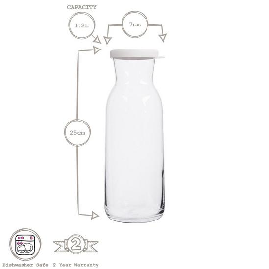 LAV Fonte Glass Carafes - 1.2L - White Lid - Pack of 6 3