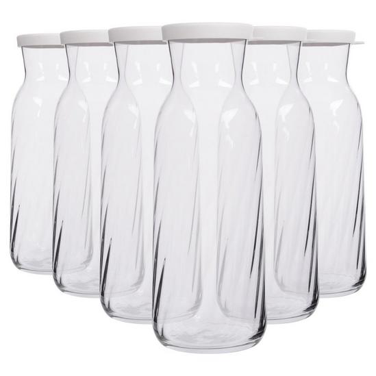 LAV Fonte Optic Glass Carafes - 1.2L - White Lid - Pack of 6 1