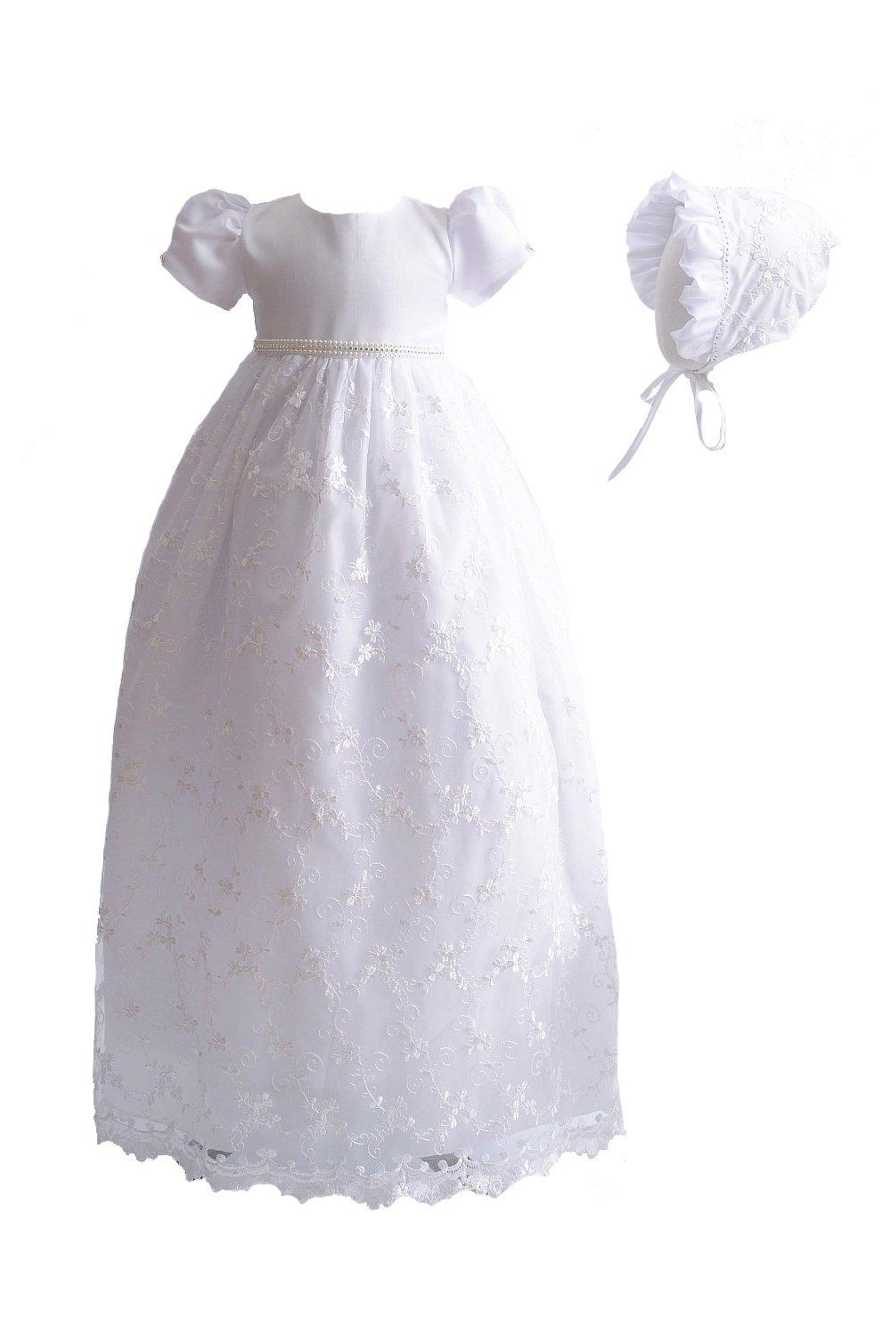 Lace Long Christening Gown with Bonnet