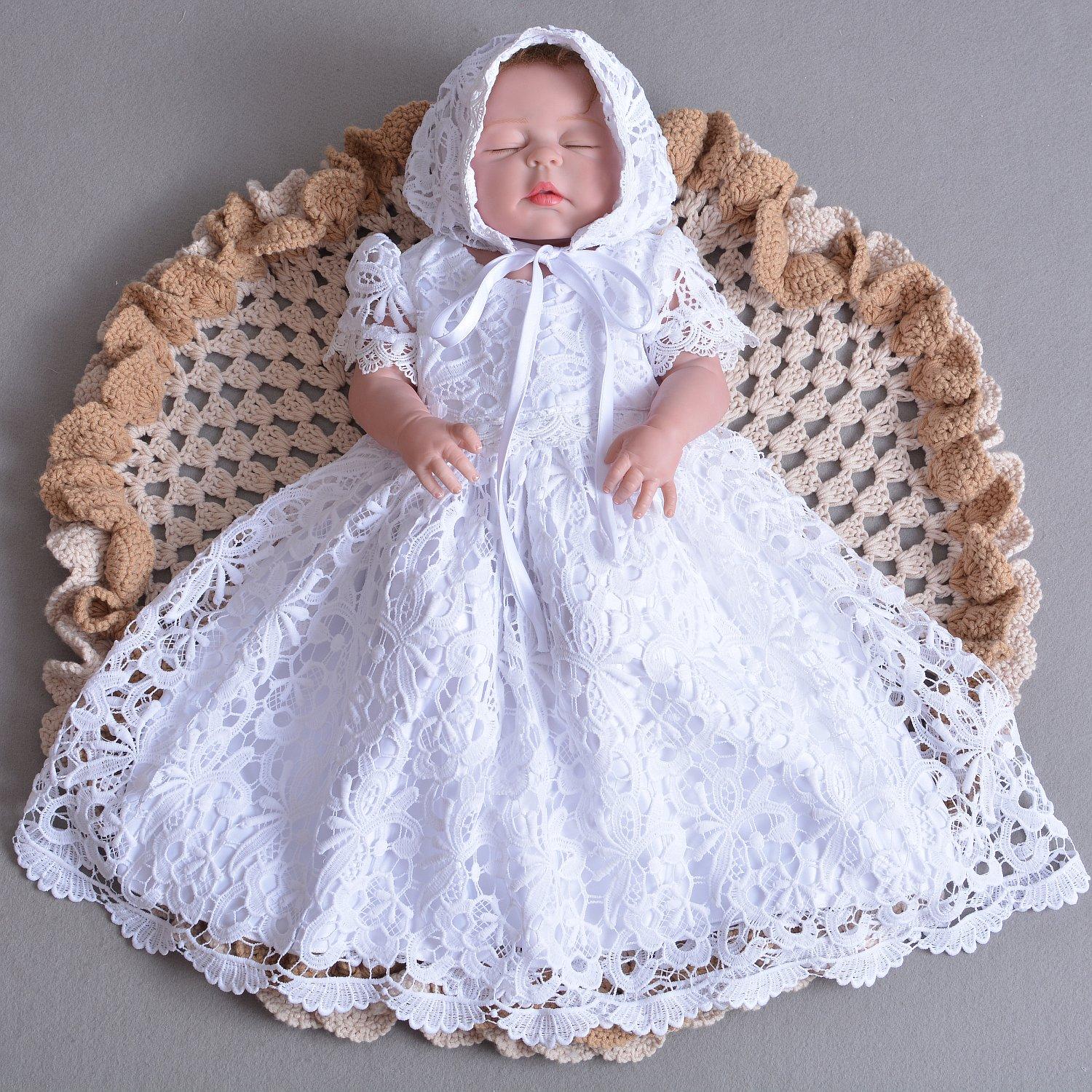Lace Christening Gown with Bonnet