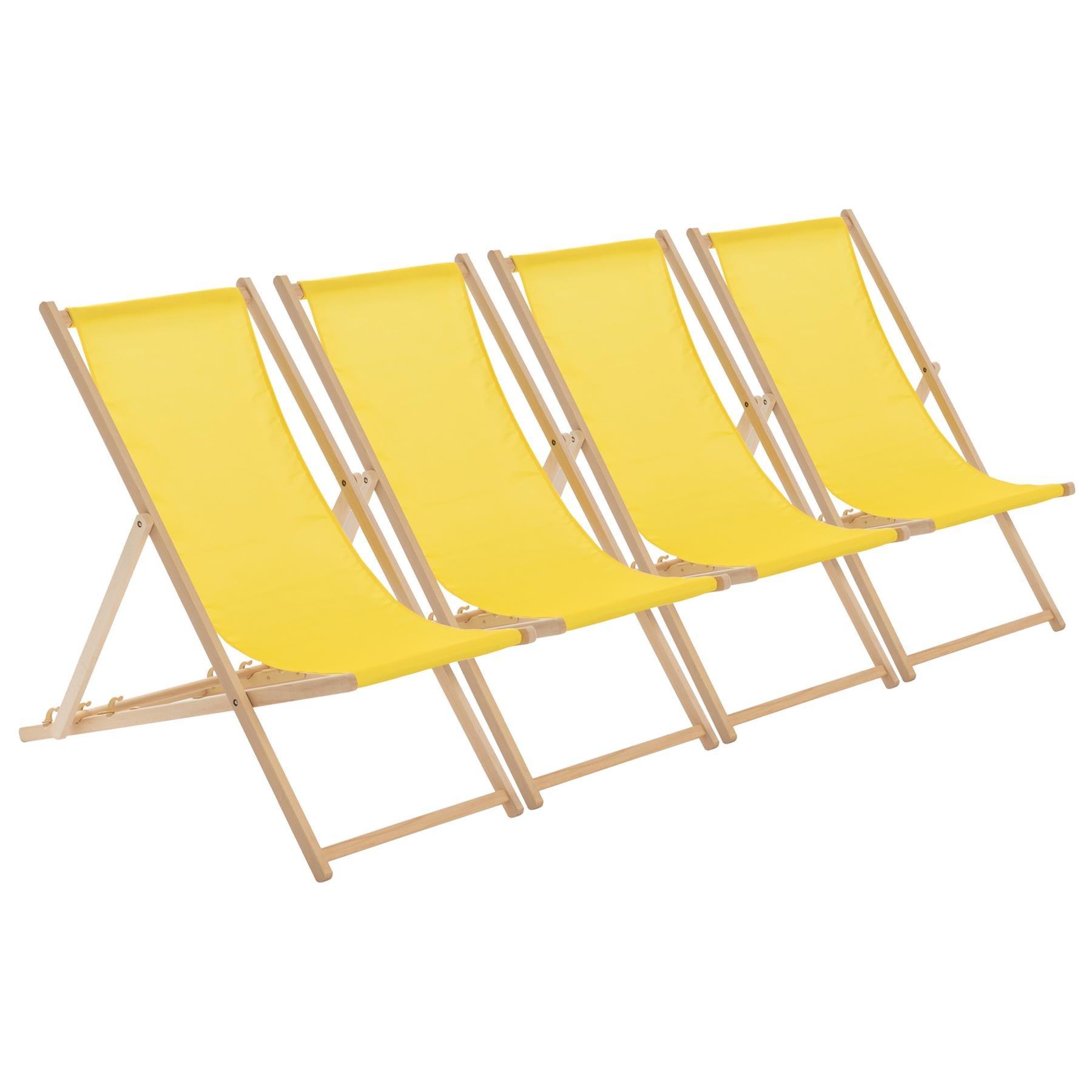 Reclining Folding Deck Chair Yellow
