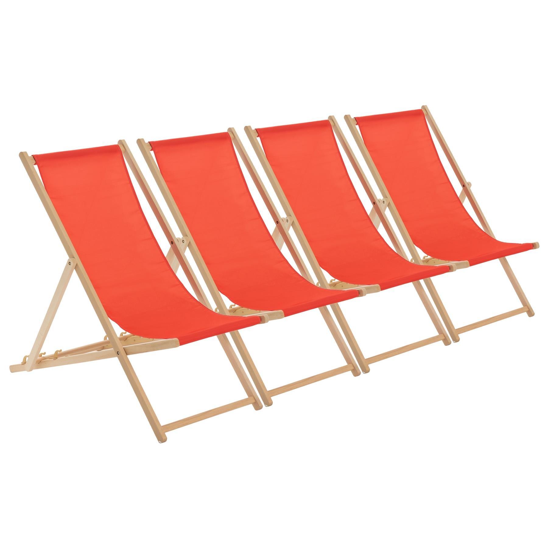 Reclining Folding Deck Chair Red