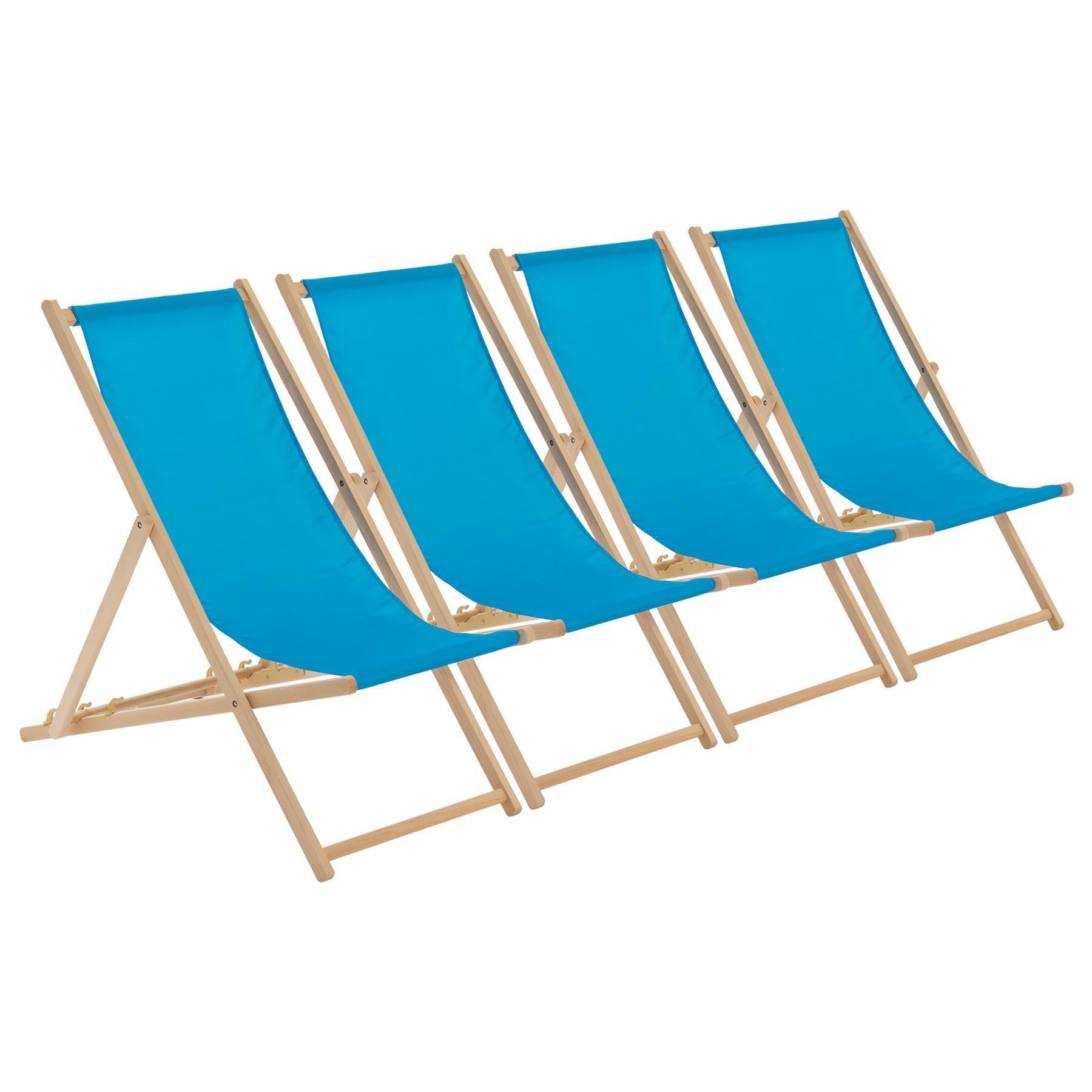 Reclining Folding Deck Chair Blue