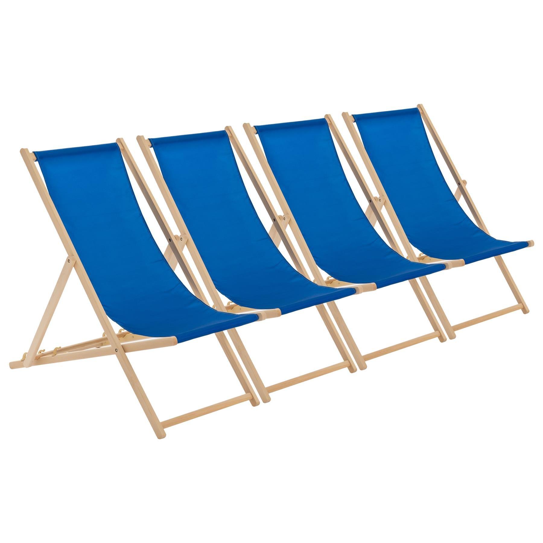 Reclining Folding Deck Chair Blue