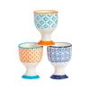 Nicola Spring Hand-Printed Egg Cups 5.5cm 3 Colours Pack of 3 thumbnail 1