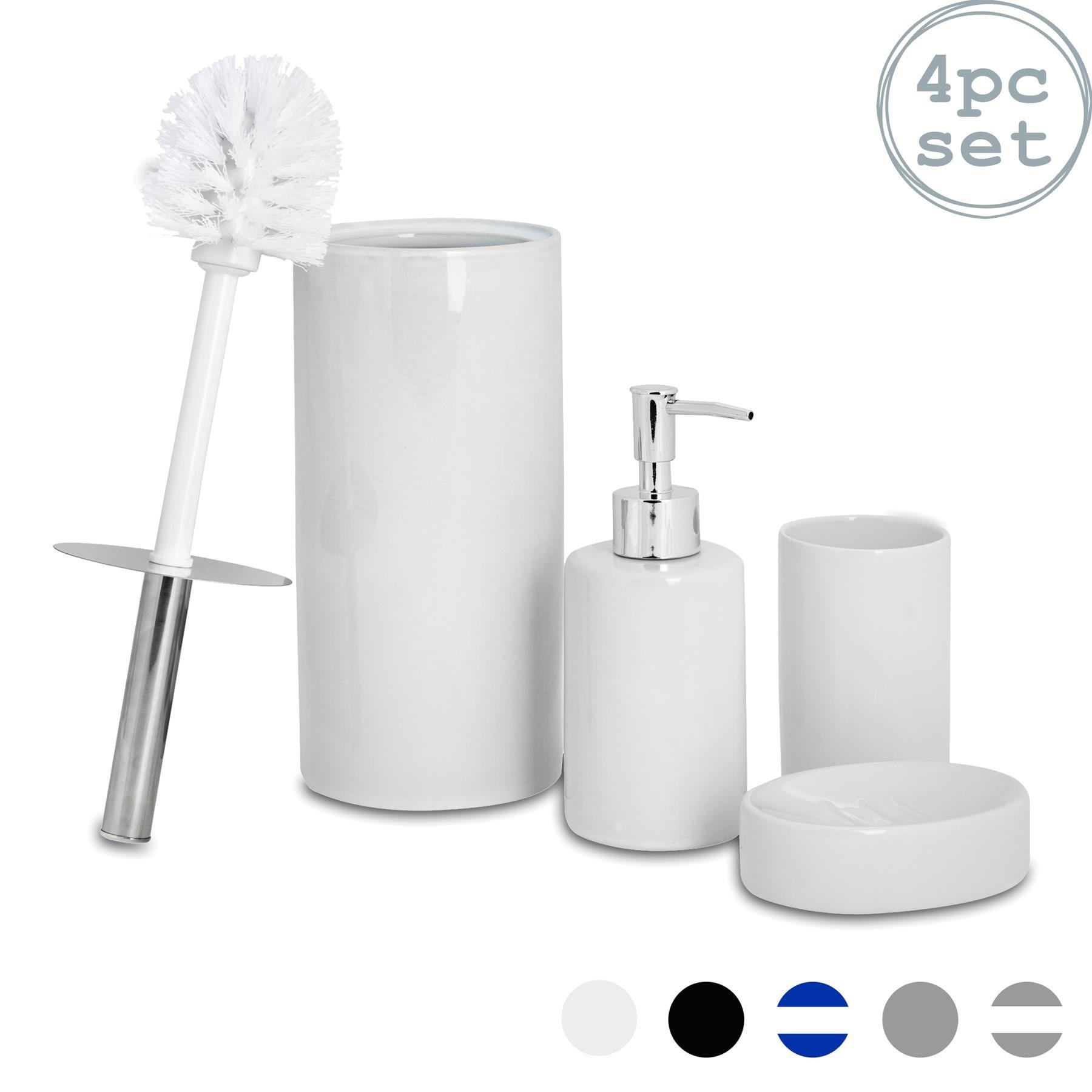 4 Piece Bathroom Accessories Set white