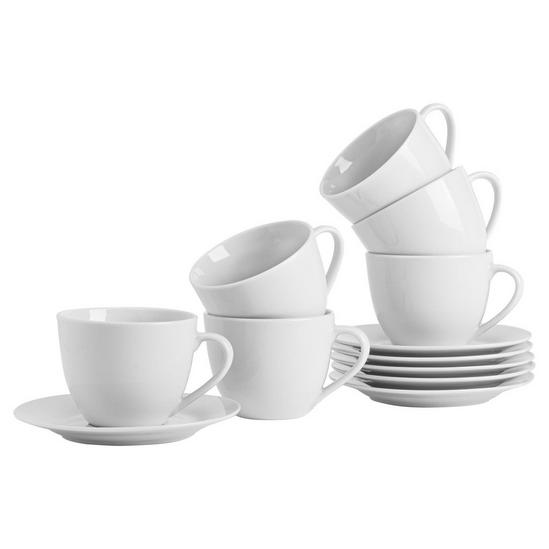 Argon Tableware Classic White Cappuccino Cup & Saucer Set - 320ml - 12 Piece 1
