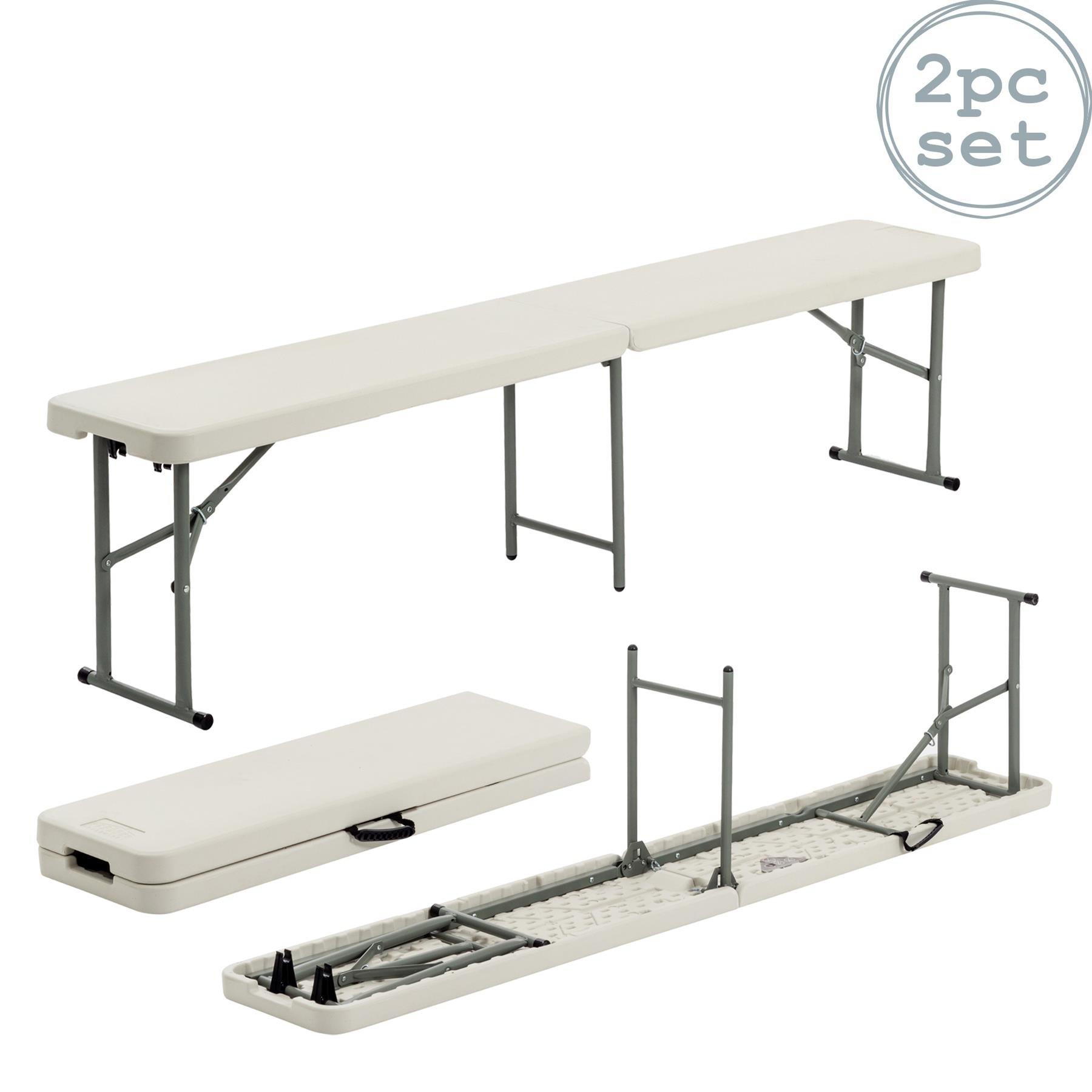 4 Person Folding Trestle Benches White Pack of 2