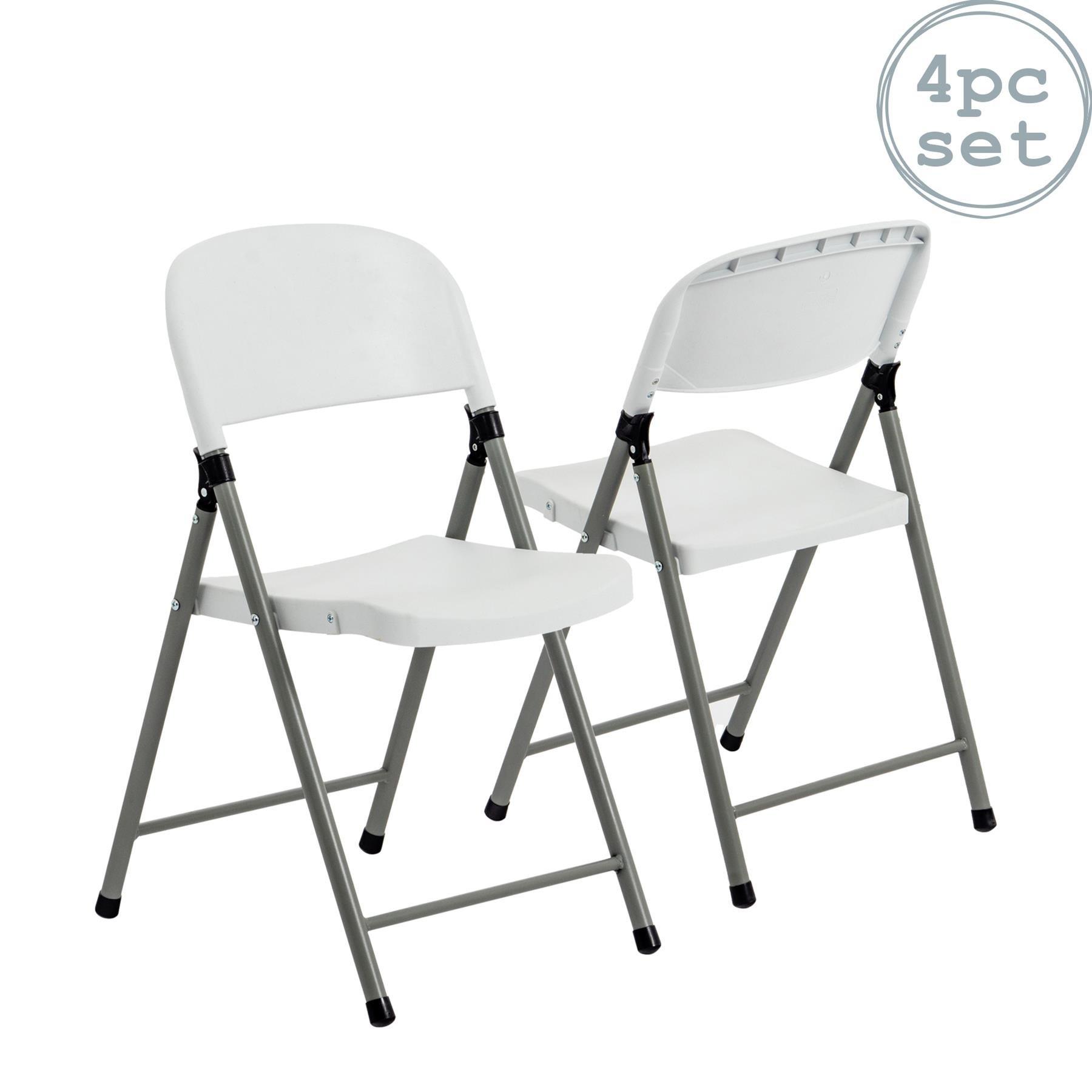 Folding Trestle Chairs White Pack of 4