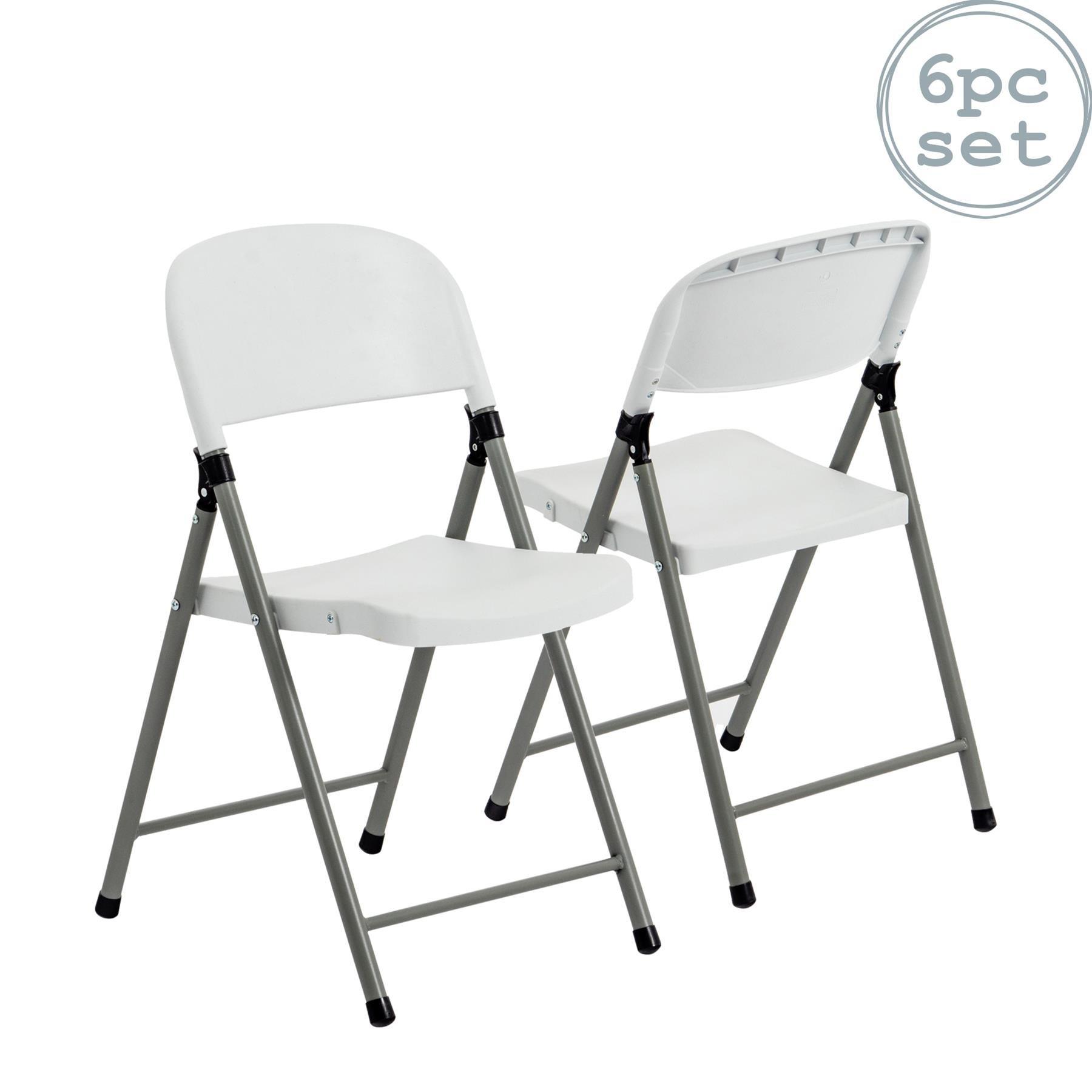 Folding Trestle Chairs White Pack of 6