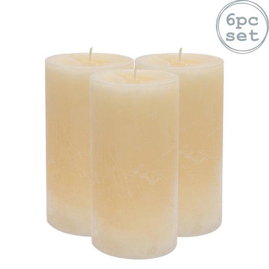 Nicola Spring Round Vanilla Pillar Candles 140 Hours Cream Pack of 6 1