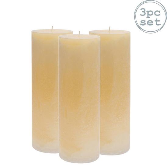 Nicola Spring Round Vanilla Pillar Candles 215 Hours Cream Pack of 3 1