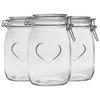 Nicola Spring Heart Glass Storage Jars 1 Litre Clear Seal Pack of 3 thumbnail 1