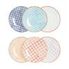 Nicola Spring Hand-Printed Side Plates 18cm 6 Colours Pack of 6 thumbnail 1