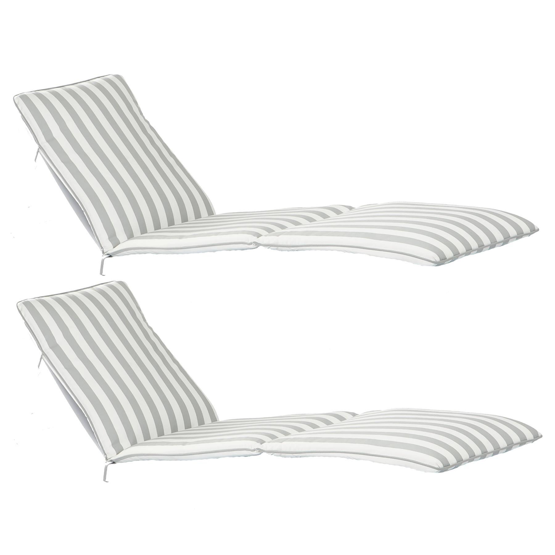 Master Sun Lounger Cushions Grey Stripe Pack of 2
