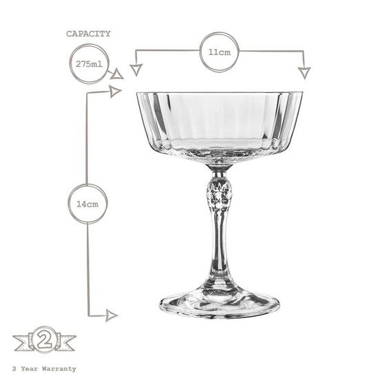 Bormioli Rocco America '20s Champagne Cocktail Saucers - 275ml - Clear - Pack of 6 3