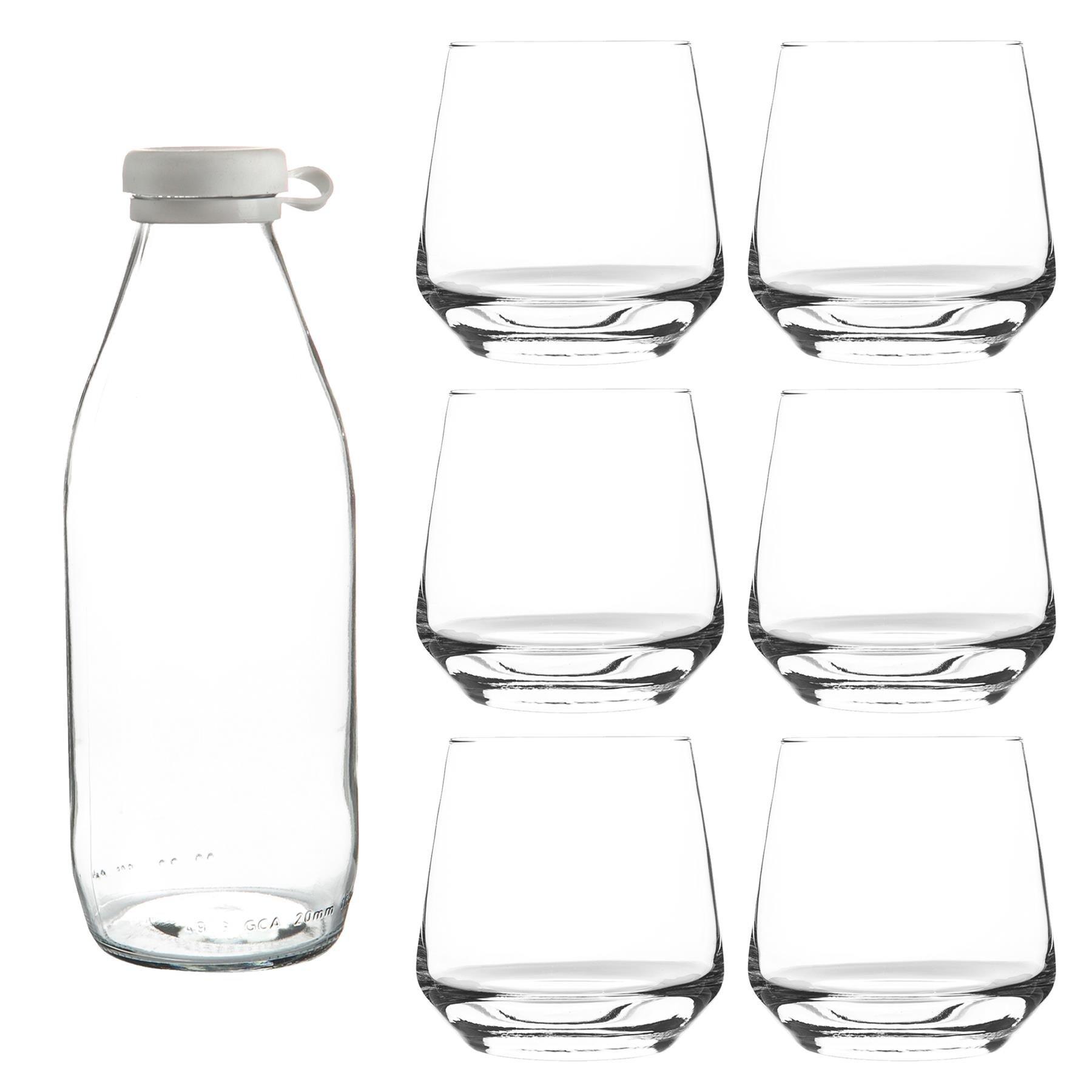 7pc Tallo Tumbler Glasses Set with Bottle | By Argon Tableware