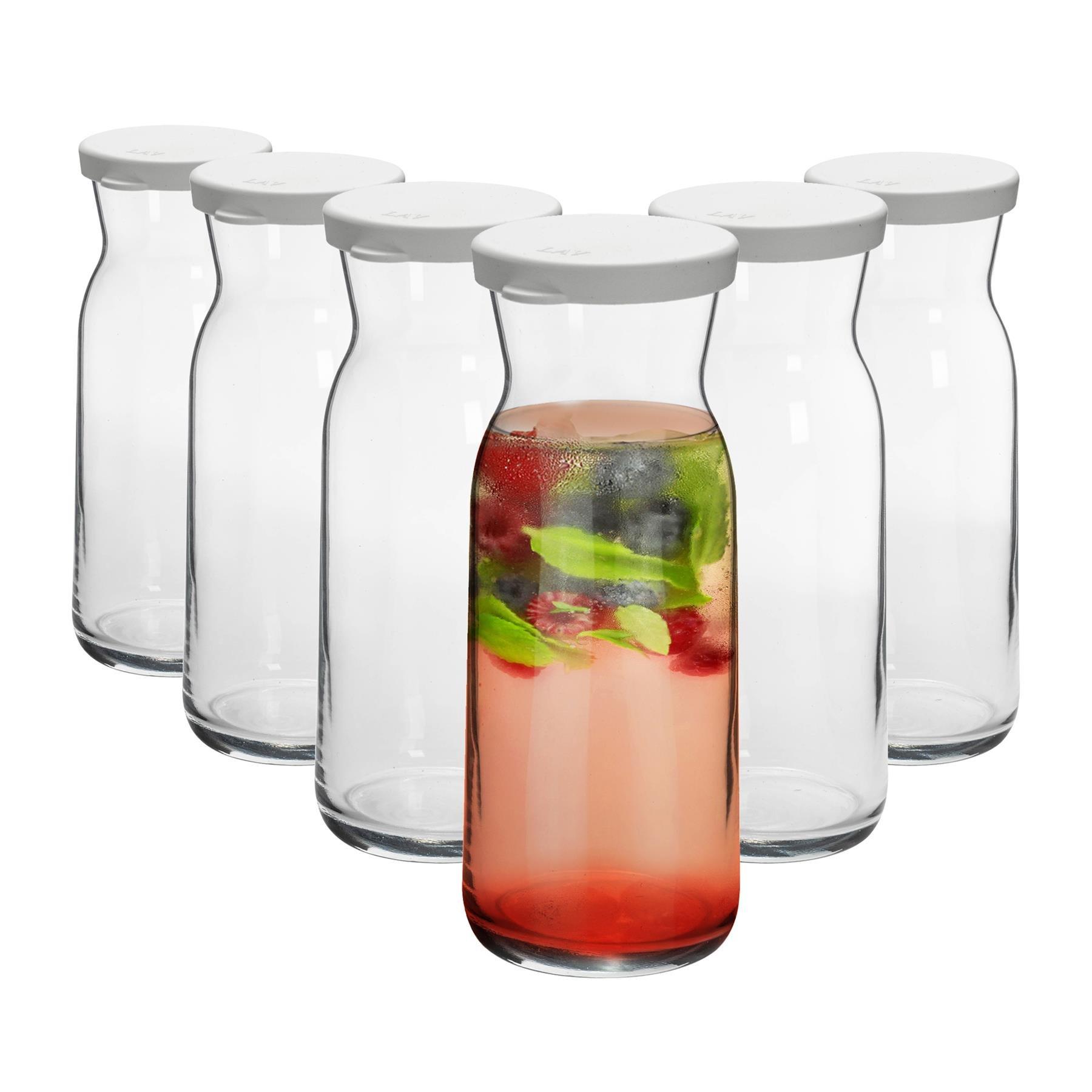 Argon Tableware Brocca Glass Carafes with Lids | 700ml | Pack of 6