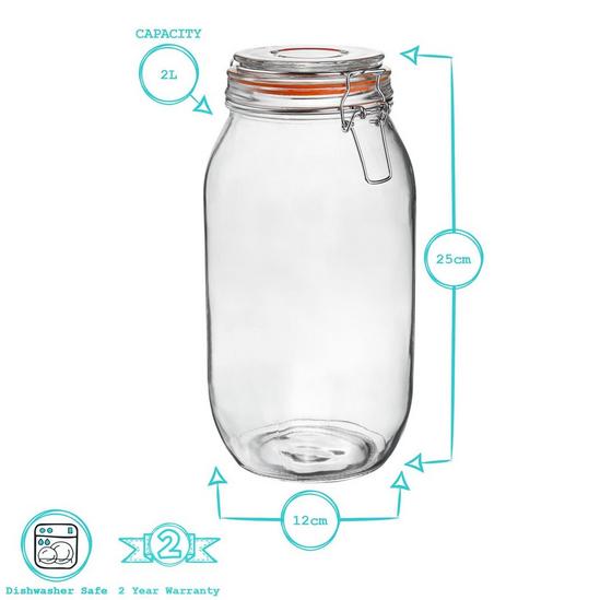 Argon Tableware Glass Storage Jars with Heart Labels 2L Clear Pack of 6 3