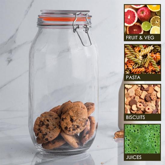 Argon Tableware Glass Storage Jars with Heart Labels 2L Clear Pack of 6 6
