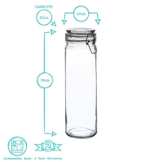 Argon Tableware Argon Tableware Glass Spaghetti Jars with Heart Labels - 2L - Clear - Pack of 6 3